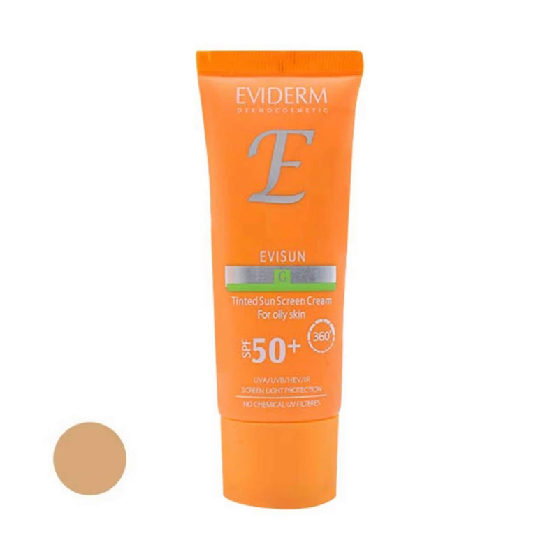 کرم ضد آفتاب رنگی +SPF50 اویدرم پوست‌چرب 40میل