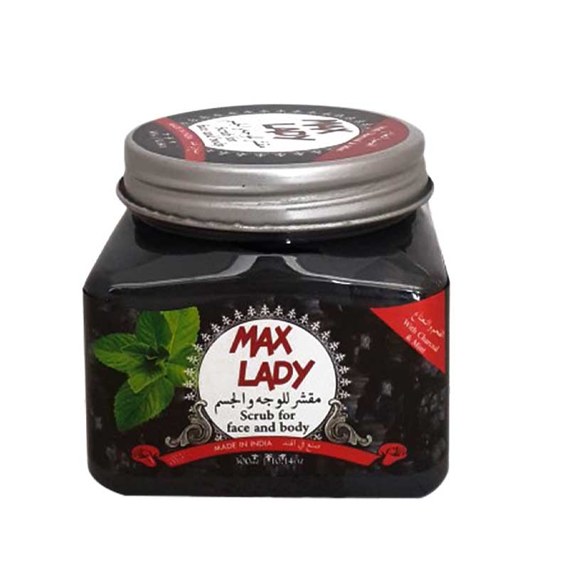 اسکراب صورت و بدن مکس لیدی مدل زغال و نعناع حجم 300 میل