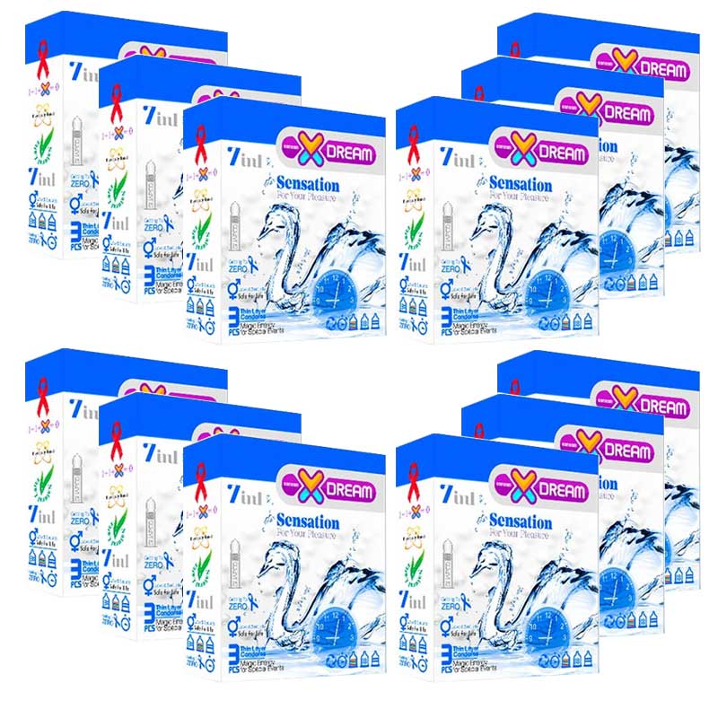 12 بسته سه عددی کاندوم ایکس دریم مدل sensetion