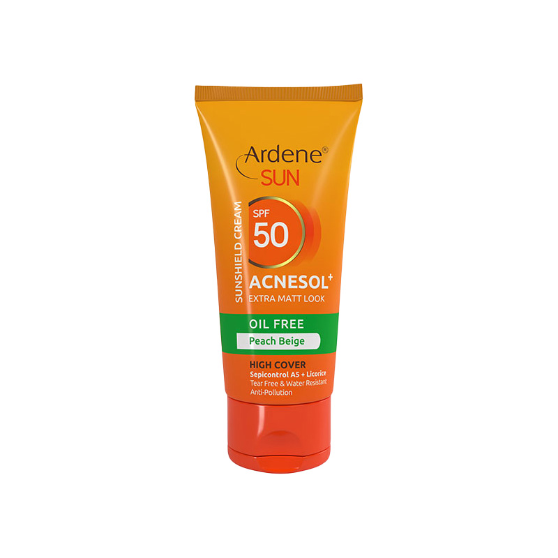کرم ضدآفتاب رنگی آکنه‌سول‌پلاس SPF50 فاقد چربی آردن سان پوست‌چرب و آکنه‌ای 50میل-بژ هلویی