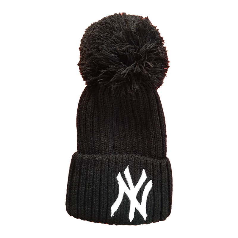 کلاه بافت مدل پوم دار مشکی مدل NY