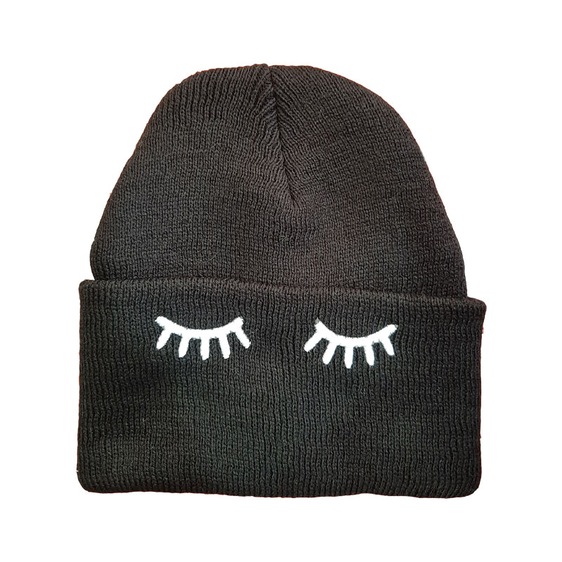 کلاه تک باف مشکی طرح پلک