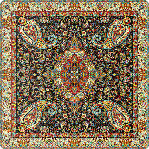 سرویس کامل رومیزی ترمه 5 تکه طرح سالار مشکی