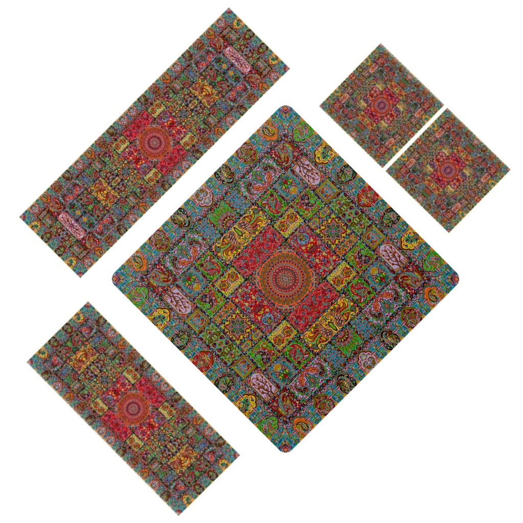 ست رومیزی 5 تکه ترمه حسینی طرح وصال رنگی