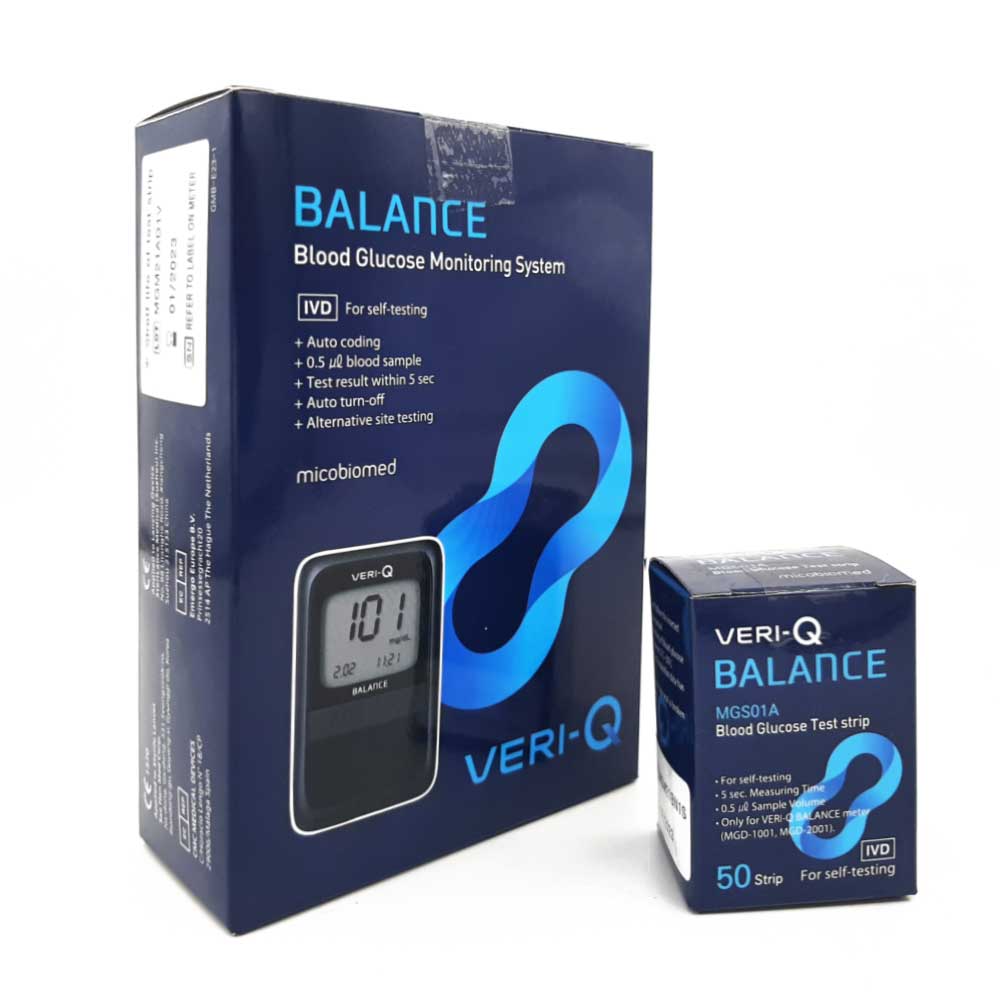 دستگاه تست قند خون وری کیو مدل بالانس VERI-Q به همراه نوار تست 50 عددی