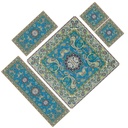 ست 5 تکه رومیزی ترمه حسینی مدل شاهکار آبی