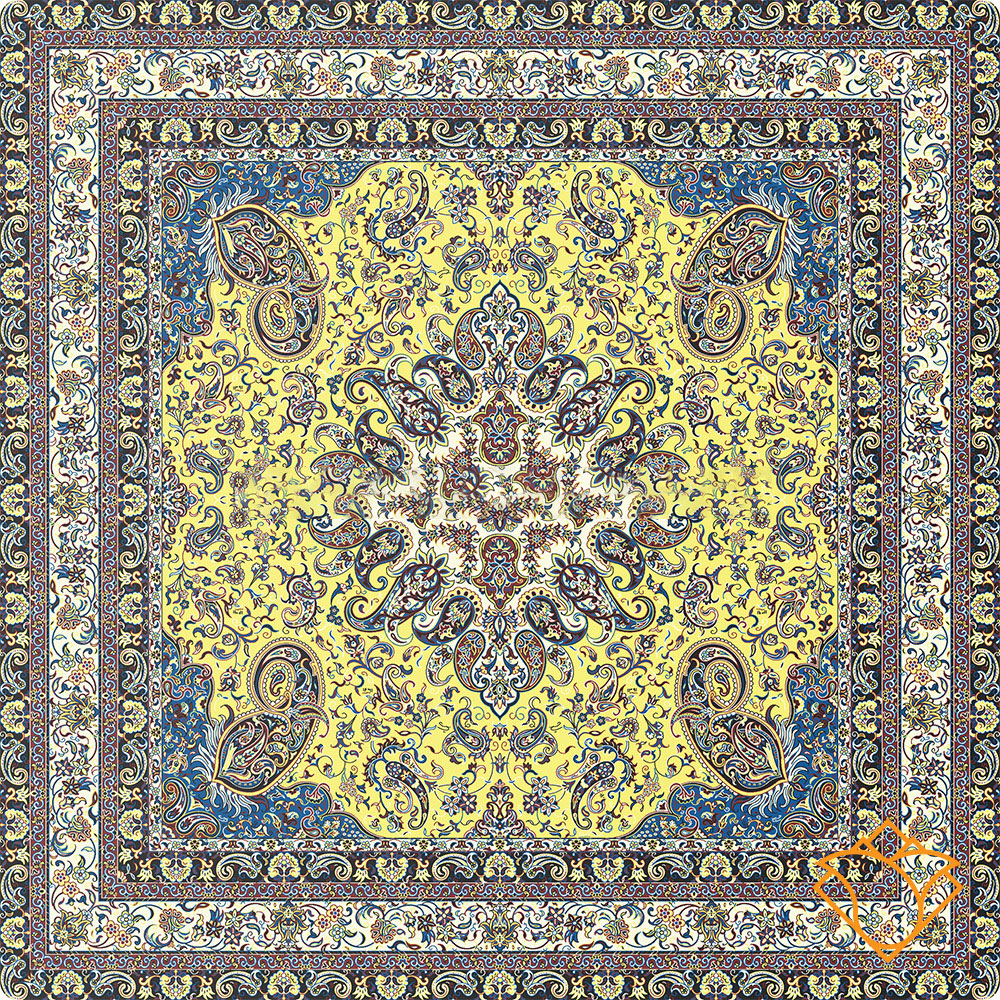 ست رومیزی 5 تکه ترمه حسینی طرح مهستان زرد