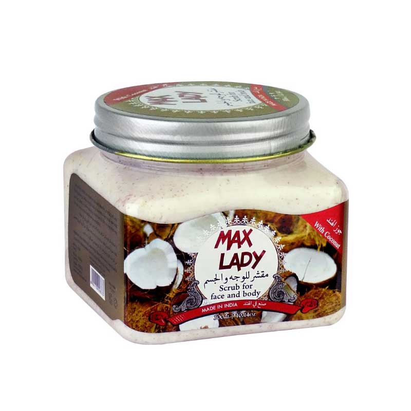 اسکراب صورت و بدن مکس لیدی مدل نارگیل حجم ۳۰۰ میل