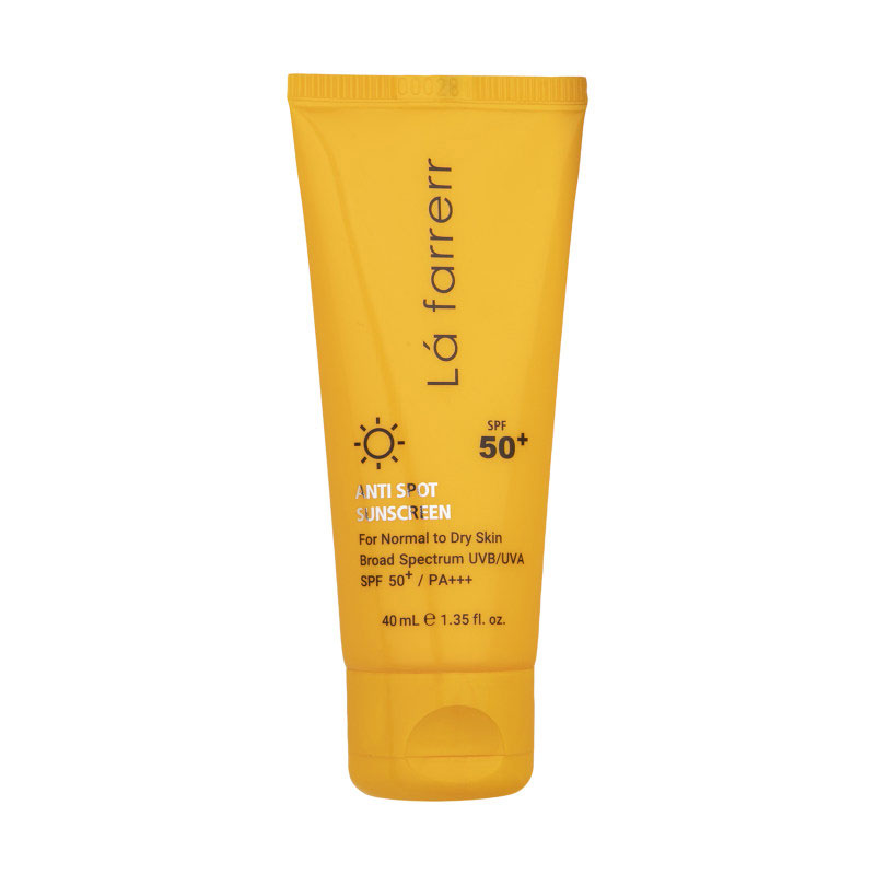 کرم ضد آفتاب و ضد لک بدون رنگ لافارر مخصوص پوست های خشک و معمولی SPF50 حجم 40 میل
