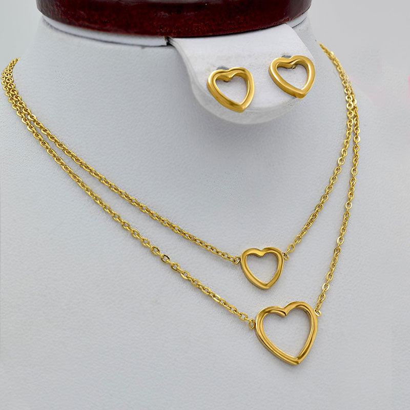 نیم ست زنانه دو ردیفه استیل  مدل قلب کد w-se-54