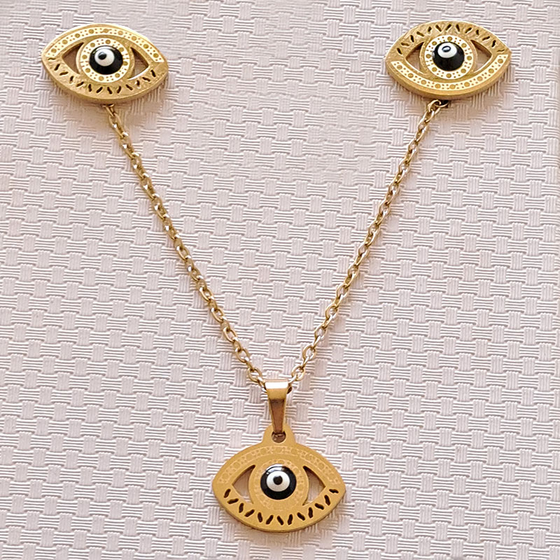 نیم ست زنانه استیل مدل چشم نظر کد w-se-113