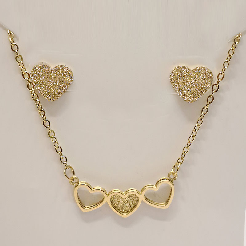 نیم ست زنانه استیل مدل قلب کد w-se-162