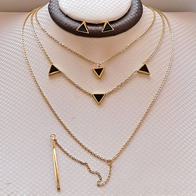 نیم ست زنانه سه ردیفه استیل مدل مثلث کد w-se-189