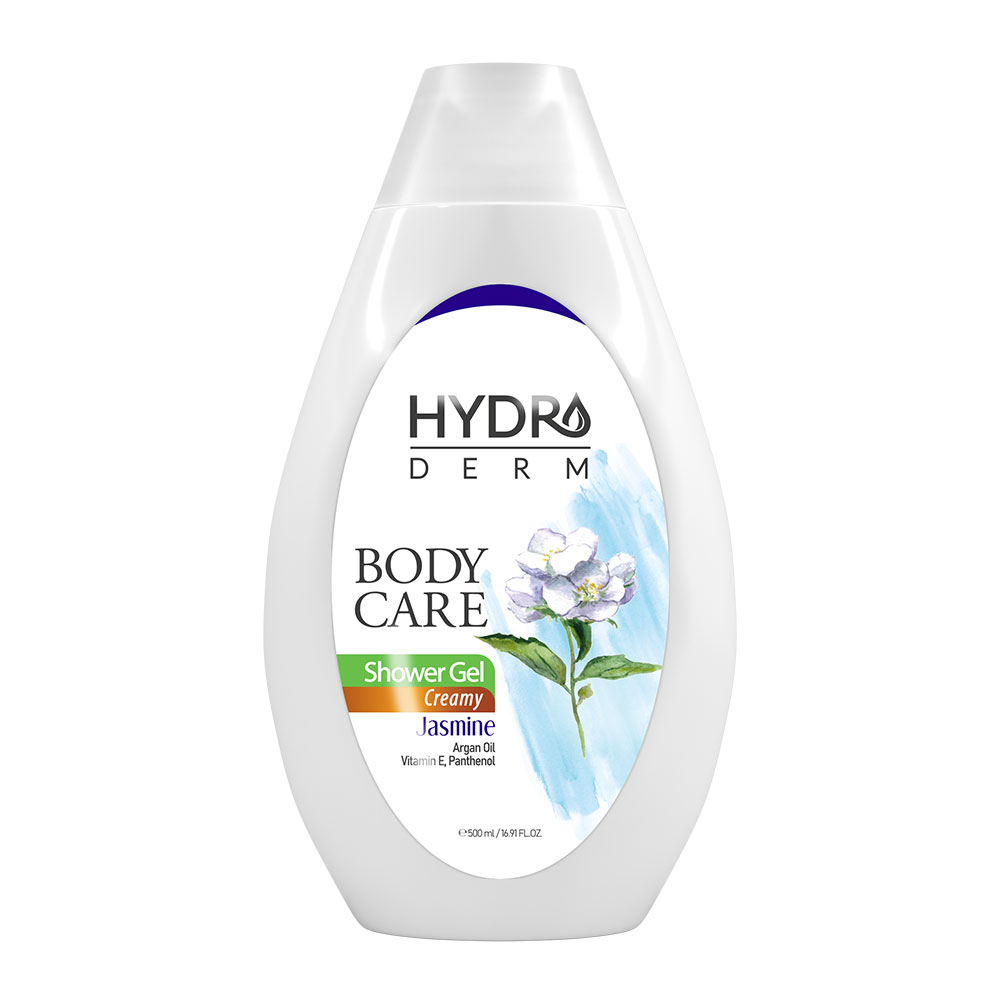 شامپو بدن کرمی هیدرودرم مدل یاس و آرگان انواع‌پوست حجم 500 میل