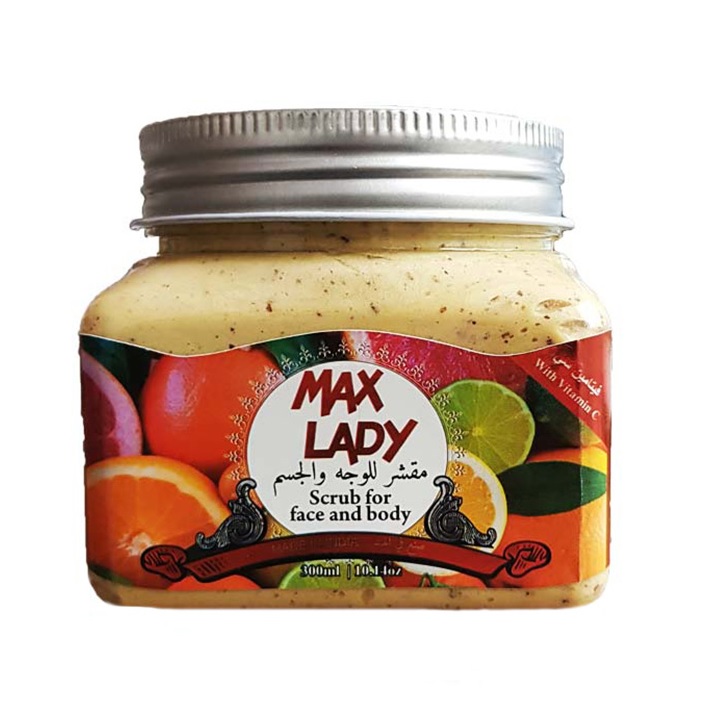 اسکراب صورت و بدن مکس لیدی مدل ویتامین سی حجم 300 میل