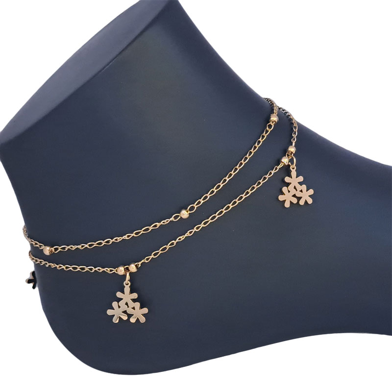 پابند استیل دو ردیفه مدل دانه برف ۳تایی کد W-an-22