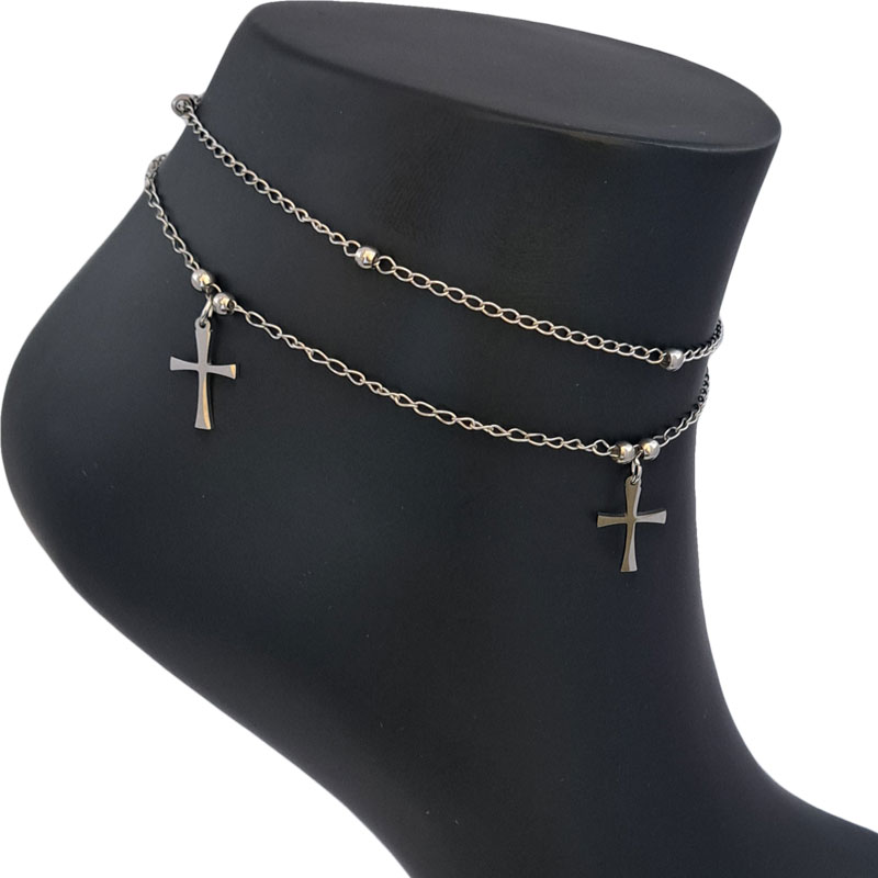 پابند استیل دو ردیفه مدل صلیب کد W-an-37