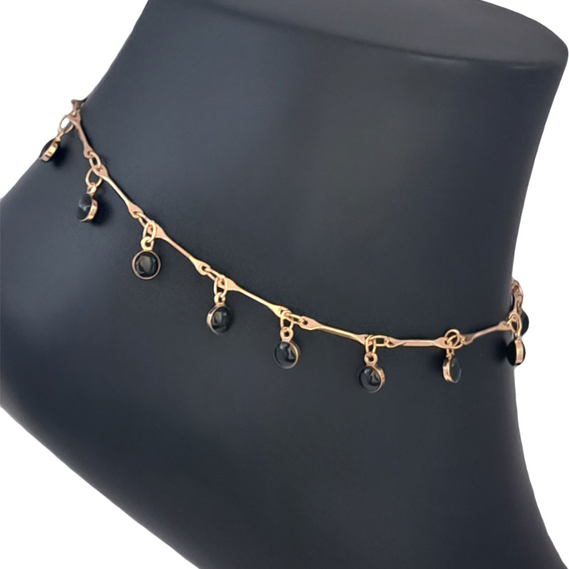 پابند زنانه تیتانیوم مدل نگین مشکی کد W-an-41