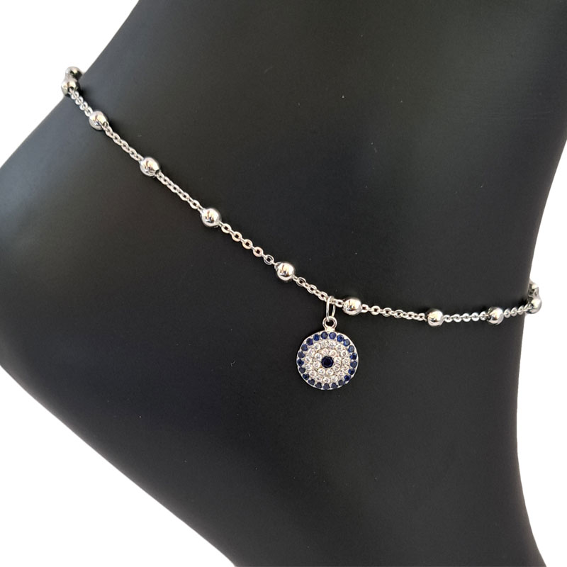 پابند زنانه تیتانیوم مدل چشم نظر کد W-an-51