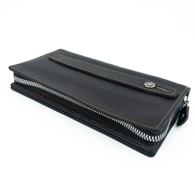 کیف کتی و دستی چرم طبیعی دو زیپ دار مدل w-10