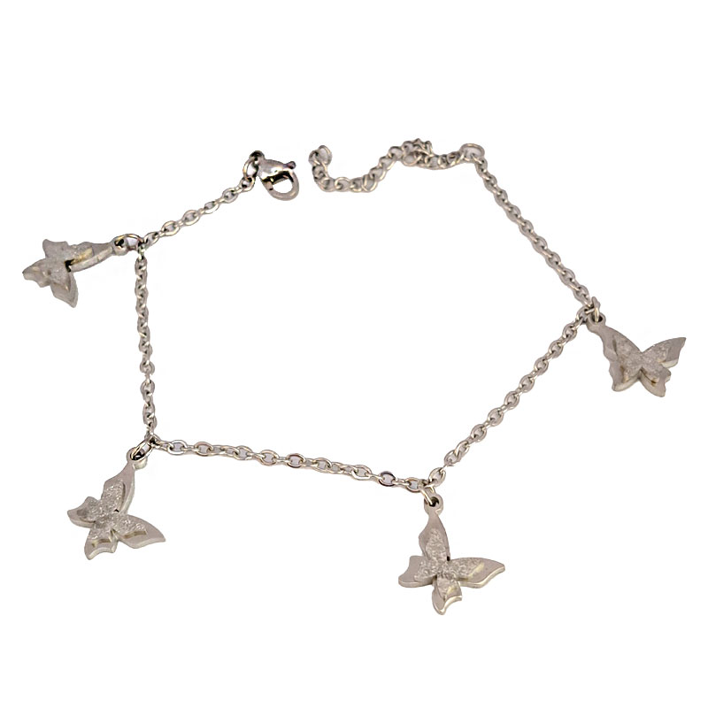 دستبند زنانه استیل آویزدار مدل پروانه کد w-br-90