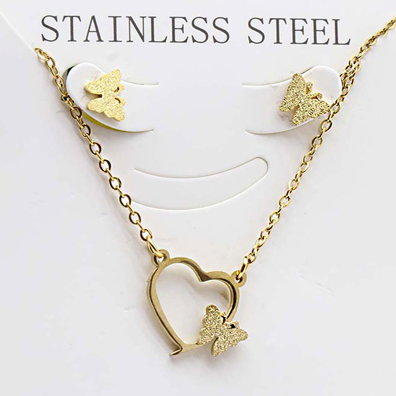 نیم ست زنانه استیل مدل قلب کد w-se-268