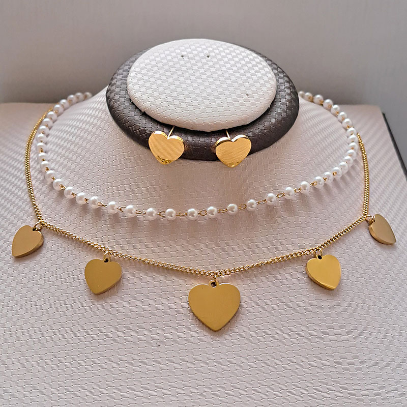 نیم ست استیل دو ردیفه مدل قلب کد w-se-288