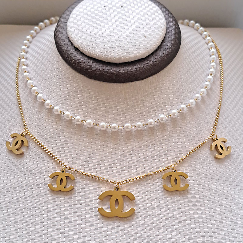 نیم ست استیل دو ردیفه مدل شانل کد w-se-289