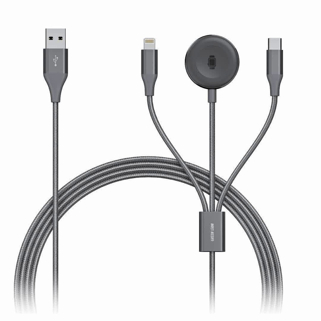 کابل شارژ گرین لاین 3 کاره Green 3 in 1 fast charging cable