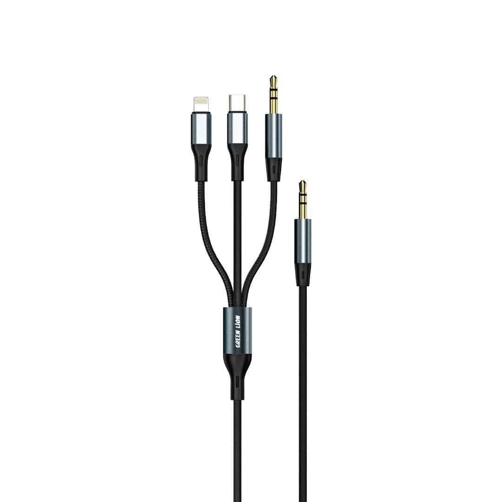 سیم شارژ گرین لاین آی یو ایکس 3 در 1 Green 3 In 1 AUX Cable 