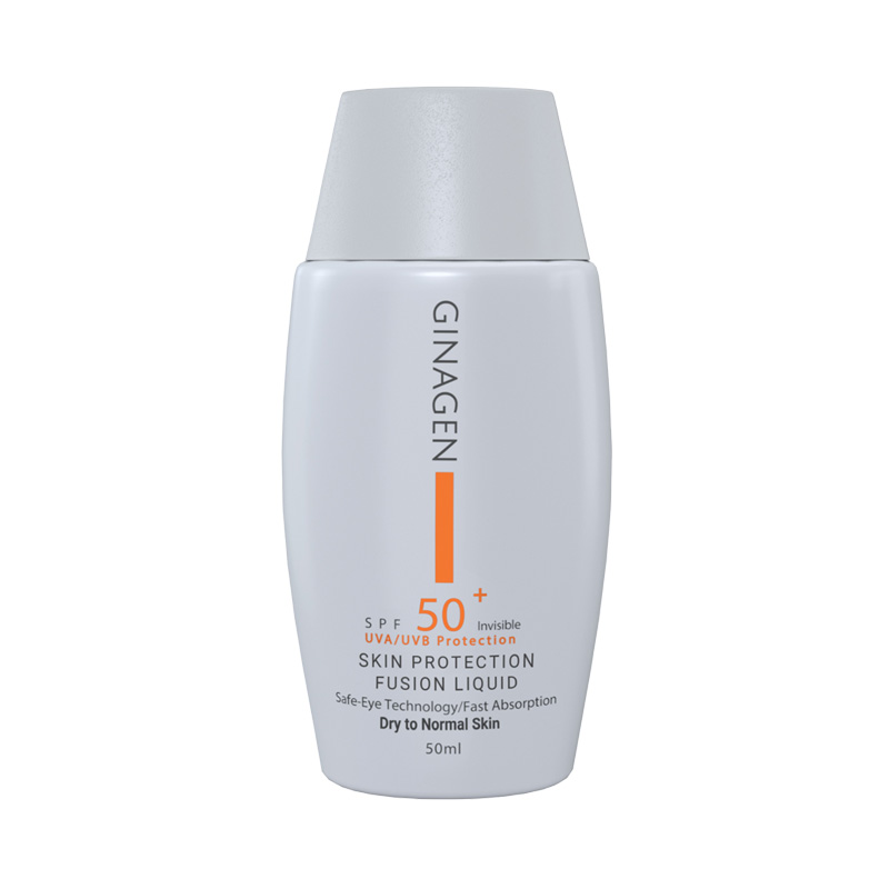 کرم ضدآفتاب بی رنگ ژیناژن SPF50 مناسب پوست معمولی و خشک حجم 50 میل