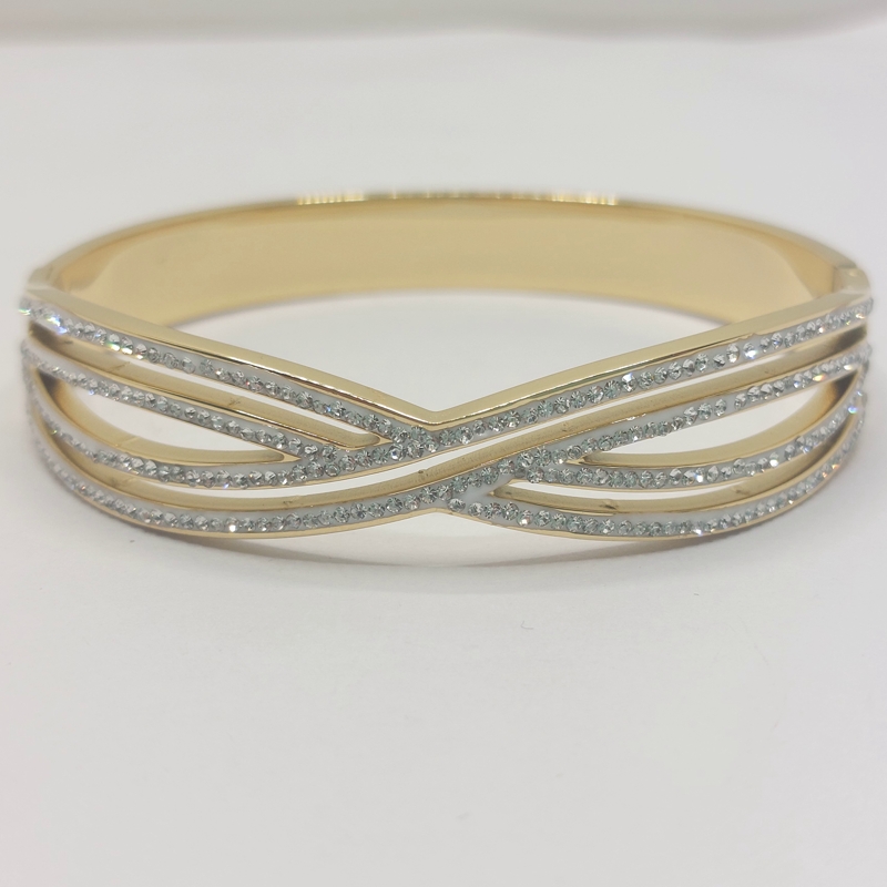 دستبند النگویی نگین دار استیل