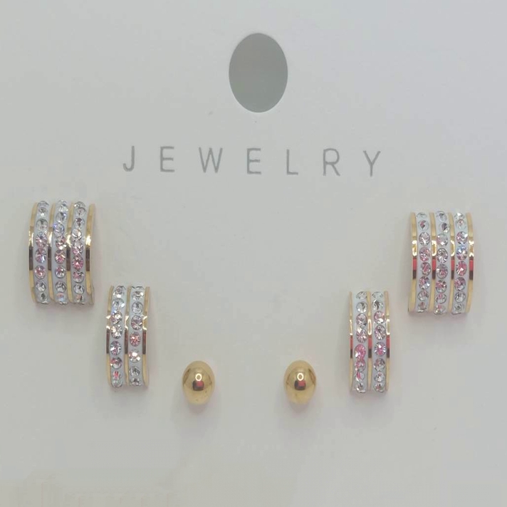 گوشواره پک ۳ تایی میخی استیل کد w-er-016