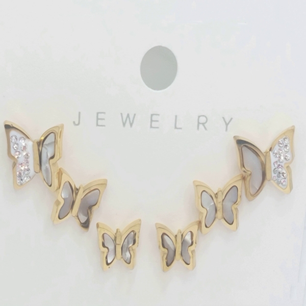 گوشواره پک ۳ تایی میخی استیل کد w-er-014