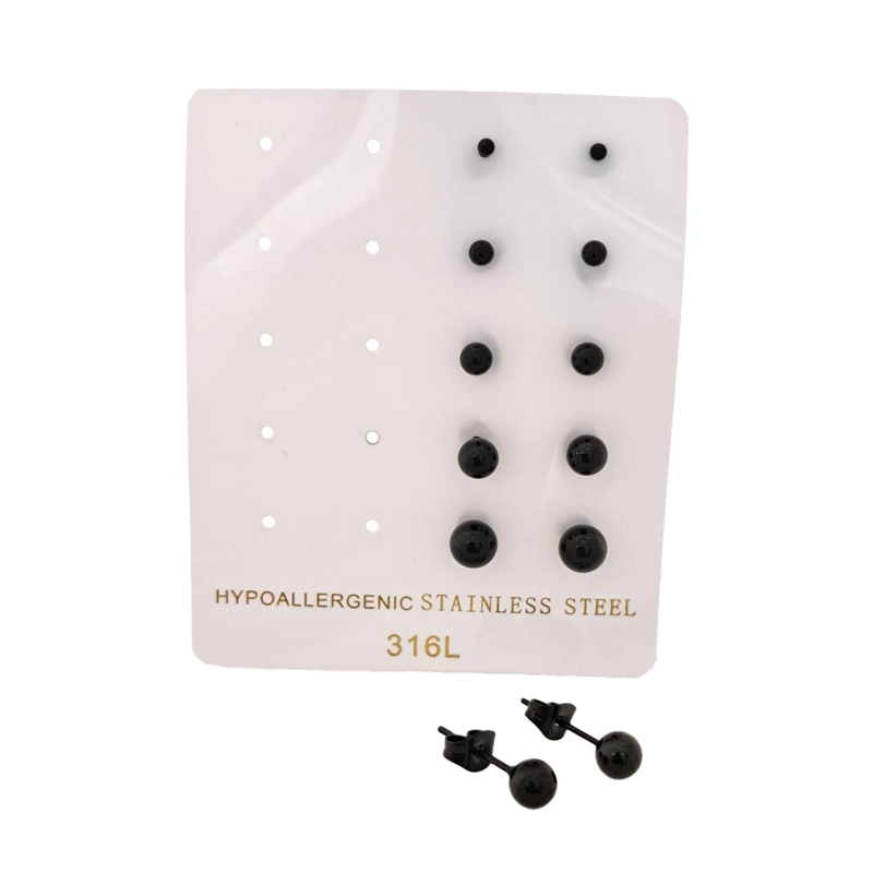 گوشواره میخی مدل گوی براق پک ۵ تایی کد w-er-121