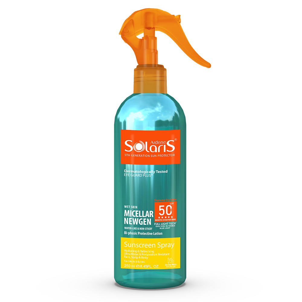 لوسیون دوفازی ضدآفتاب بی‌رنگ Micellar Newgen SPF50 آردن سولاریس انواع‌پوست 250میل