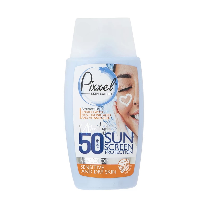 کرم ضدآفتاب بی‌رنگ پیکسل با SPF50 مدل Sensitive مناسب پوست‌های خشک و حساس حجم 50 میل