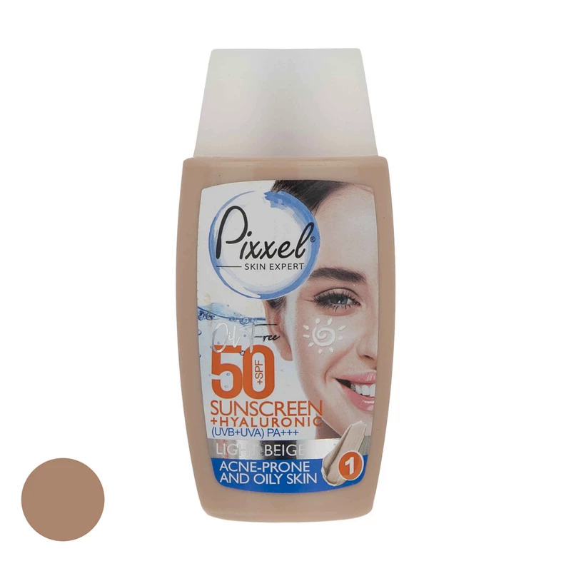 کرم ضدآفتاب رنگی پیکسل با 50 SPF مدل LIGHT BEIGE مناسب برای پوست‌های چرب حجم 50 میل