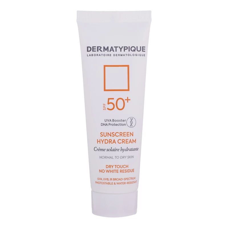 کرم ضدآفتاب بی‌رنگ درماتیپیک با +SPF50 مدل هیدرا مناسب پوست های نرمال تا خشک حجم 50 میل