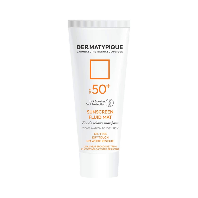 فلوئید ضدآفتاب بی‌رنگ درماتیپیک با +SPF50 مناسب پوست‌های چرب، حجم 50 میل، مدل SFM