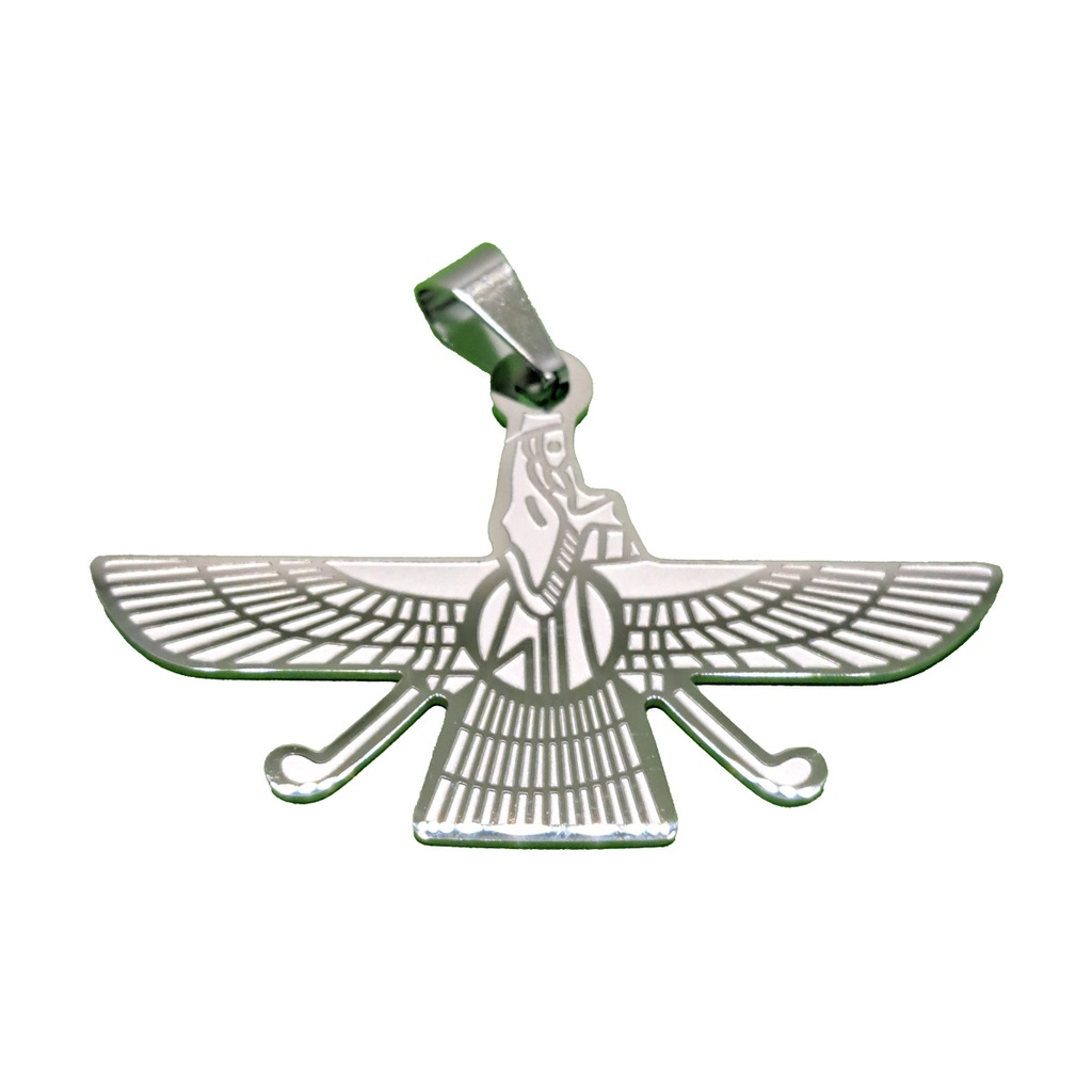 پلاک گردنی استیل تک‌رو برجسته مدل فروهر کد 03