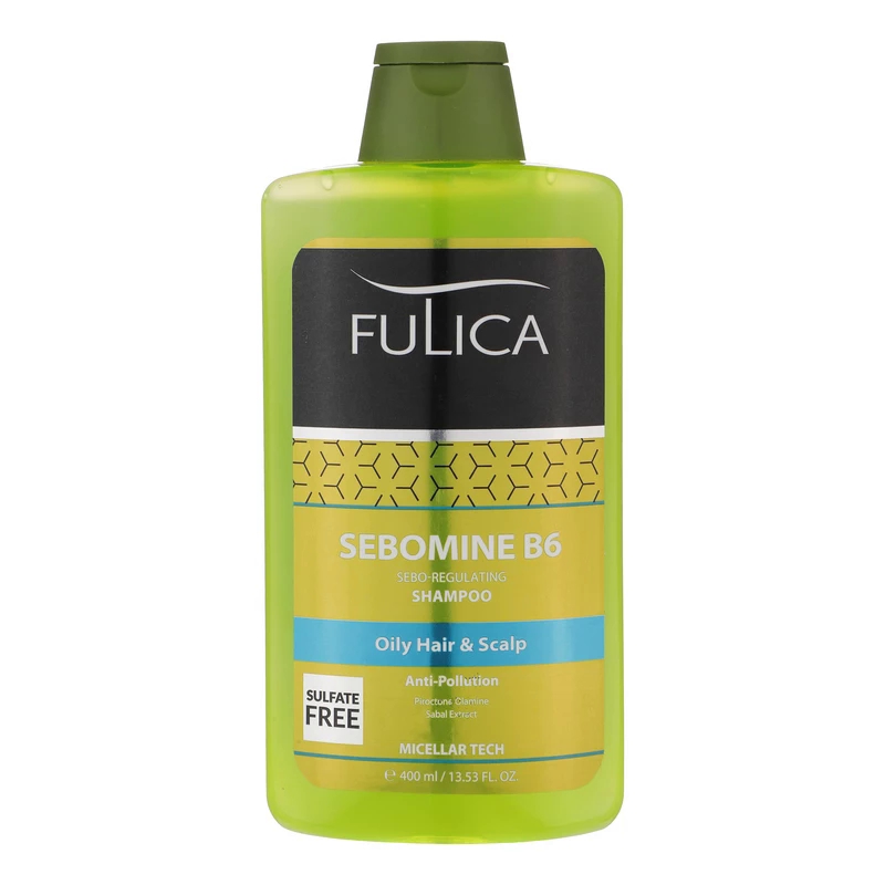 شامپو فولیکا فاقد سولفات موهای چرب مدل SEBOMINE B6 حجم400میل
