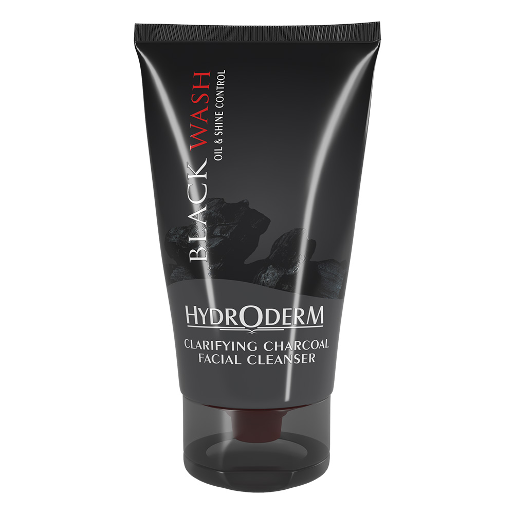 ژل شستشوی صورت پودر زغال هیدرودرم پوست‌چرب 150میل