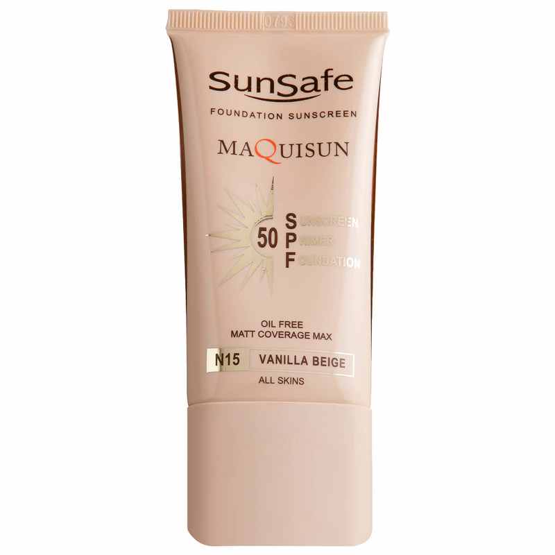 ضد آفتاب سان سیف کرم پودری و پرایمری مدل مکیسان SPF 50 شماره N15
