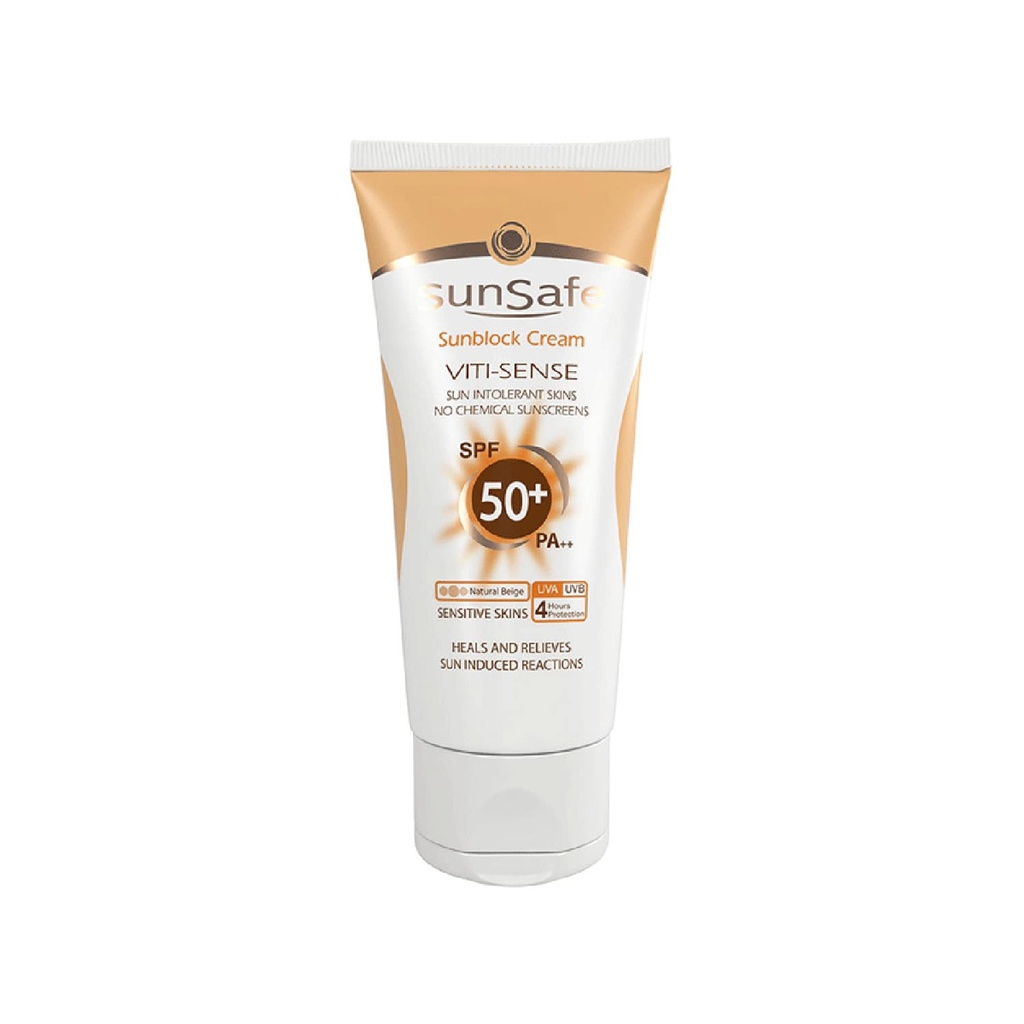 کرم ضد آفتاب رنگی سان سیف +SPF50 فاقد جاذب های شیمیایی مناسب پوست حساس ۵۰ میلی لیتر