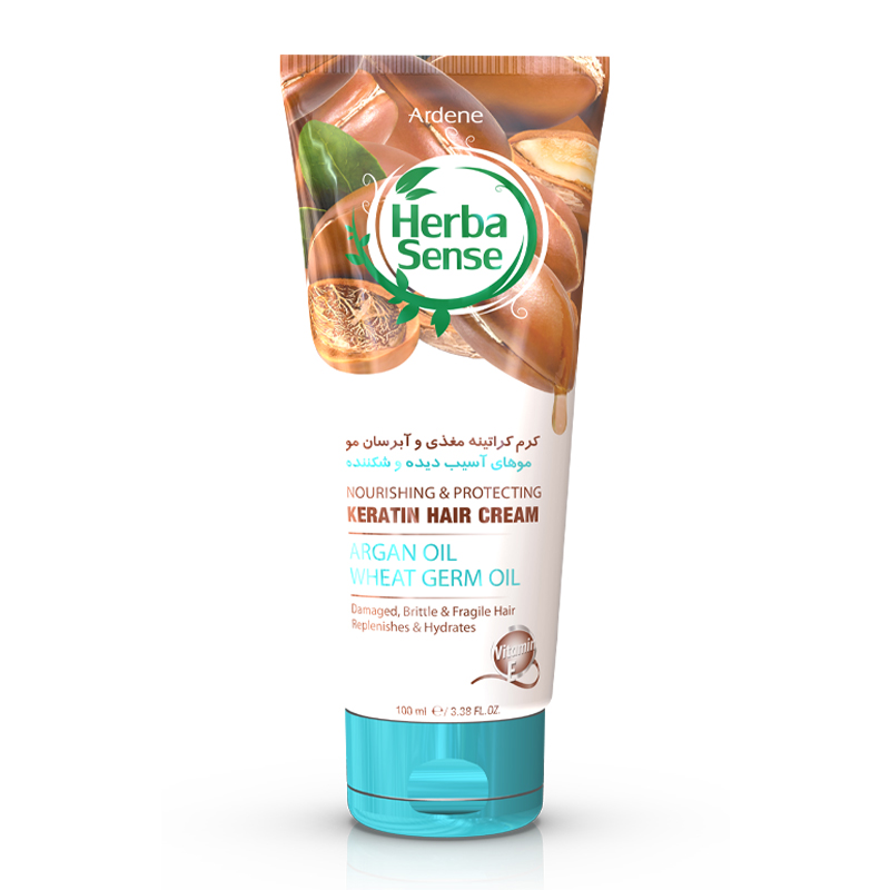 کرم کراتینه مو مغذی و آبرسان آردن هرباسنس مناسب موهای خشک و آسیب‌دیده 100میل