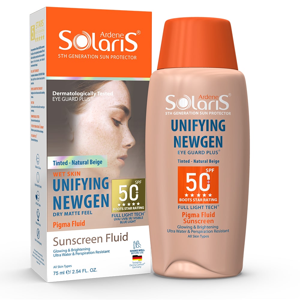 ضد آفتاب ضد لک رنگی Unifying NEWGEN SPF50 آردن سولاریس انواع‌پوست 100میل-بژ طبیعی