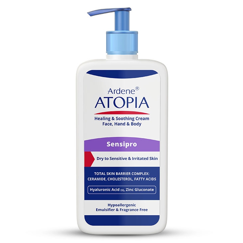 کرم مرطوب‌کننده و التیام‌بخش آردن آتوپیا دست، صورت و بدن مدلSensipro پوست خشک‌وحساس 500میل