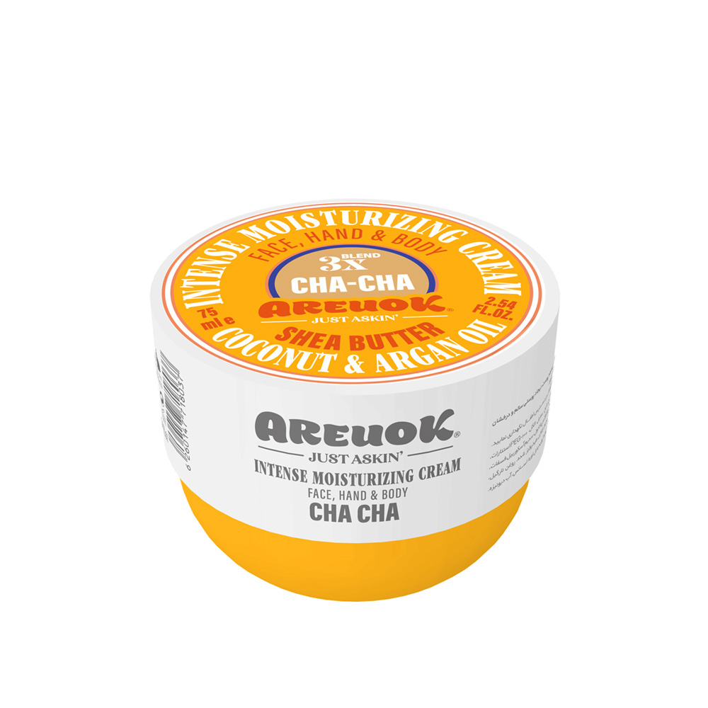 کرم رطوبت رسان پوست دست،صورت و بدن کاسه ای مدل cha-cha آریواُکی 75میل