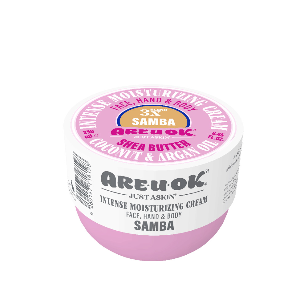 کرم رطوبت رسان پوست دست،صورت و بدن کاسه ای مدل samba آریواُکی 250میل